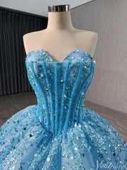 Sparkly Sequin Lace Wedding Gown Strapless Quinceanera Dress 241017