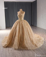 Sparkly Sequin Lace Wedding Gown Strapless Quinceanera Dress 241017