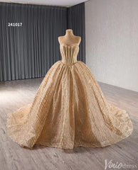 Sparkly Sequin Lace Wedding Gown Strapless Quinceanera Dress 241017