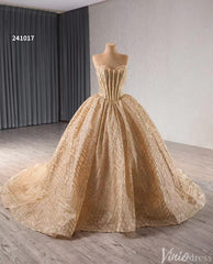 Sparkly Sequin Lace Wedding Gown Strapless Quinceanera Dress 241017