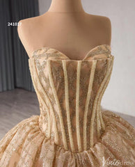 Sparkly Sequin Lace Wedding Gown Strapless Quinceanera Dress 241017