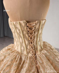 Sparkly Sequin Lace Wedding Gown Strapless Quinceanera Dress 241017