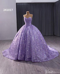Sparkly Sequin Lace Wedding Gown Strapless Quinceanera Dress 241017