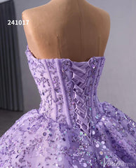 Sparkly Sequin Lace Wedding Gown Strapless Quinceanera Dress 241017