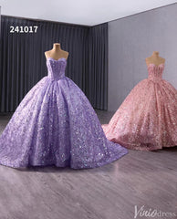 Sparkly Sequin Lace Wedding Gown Strapless Quinceanera Dress 241017