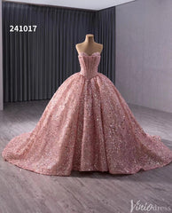 Sparkly Sequin Lace Wedding Gown Strapless Quinceanera Dress 241017
