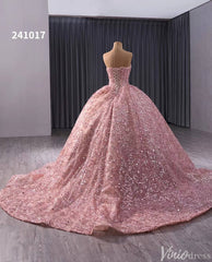 Sparkly Sequin Lace Wedding Gown Strapless Quinceanera Dress 241017