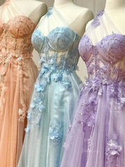 Sparkly Tulle Lace Prom Dresses 2025 One Shoulder Formal Gown with Slit - FD5158