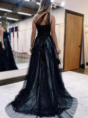 Sparkly Tulle Lace Prom Dresses 2025 One Shoulder Formal Gown with Slit - FD5158