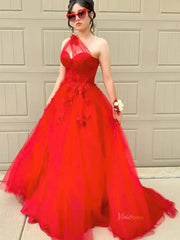 Sparkly Tulle Lace Prom Dresses 2025 One Shoulder Formal Gown with Slit - FD5158