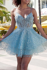 A line thin shoulder strap with full body lace, cute Homecoming dress
