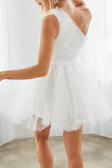 A-shaped one shoulder sheer short Homecoming Dresses