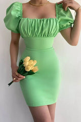Sheath/Column Square Short Sleeve Short Homecoming Dress
