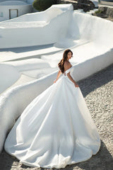 Palace Train Mermaid/Horn Sweetheart Pleated Satin Bohemian Wedding Dress