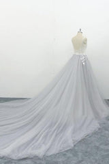 Square Neck Appliques Tulle A-line Wedding Dress