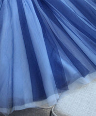 Charmant en dentelle bleue en tulle une robe de bal courte de ligne, robe de retour à la maison
