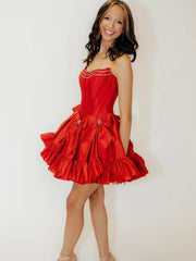 Jamila | Strapless Black Beaded Short Homecoming Dress with Bow