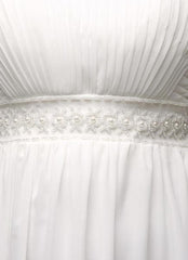 Strapless Chiffon A-Line Empire Waist Wedding Gown With Pearl Belt