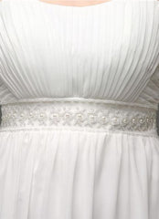 Strapless Chiffon A-Line Empire Waist Wedding Gown With Pearl Belt