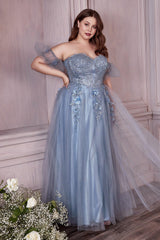 Cinderella Divine CD0191C Strapless Formal Long Plus Size Prom Dress