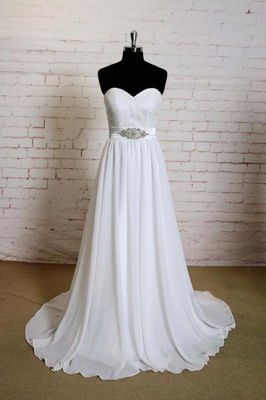 Strapless Lace Chiffon A-line Wedding Dress