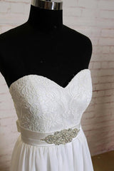 Strapless Lace Chiffon A-line Wedding Dress