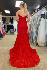 Strapless Lace Mermaid Prom Dress 2025 with Slit & Boned Bodice – FD5019