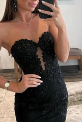 Strapless Lace Mermaid Prom Dress 2025 with Sweetheart Neck – FD5018