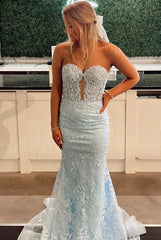 Strapless Lace Mermaid Prom Dress 2025 with Sweetheart Neck – FD5018