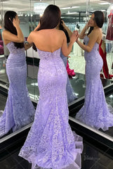 Strapless Lace Mermaid Prom Dress 2025 with Sweetheart Neck – FD5018