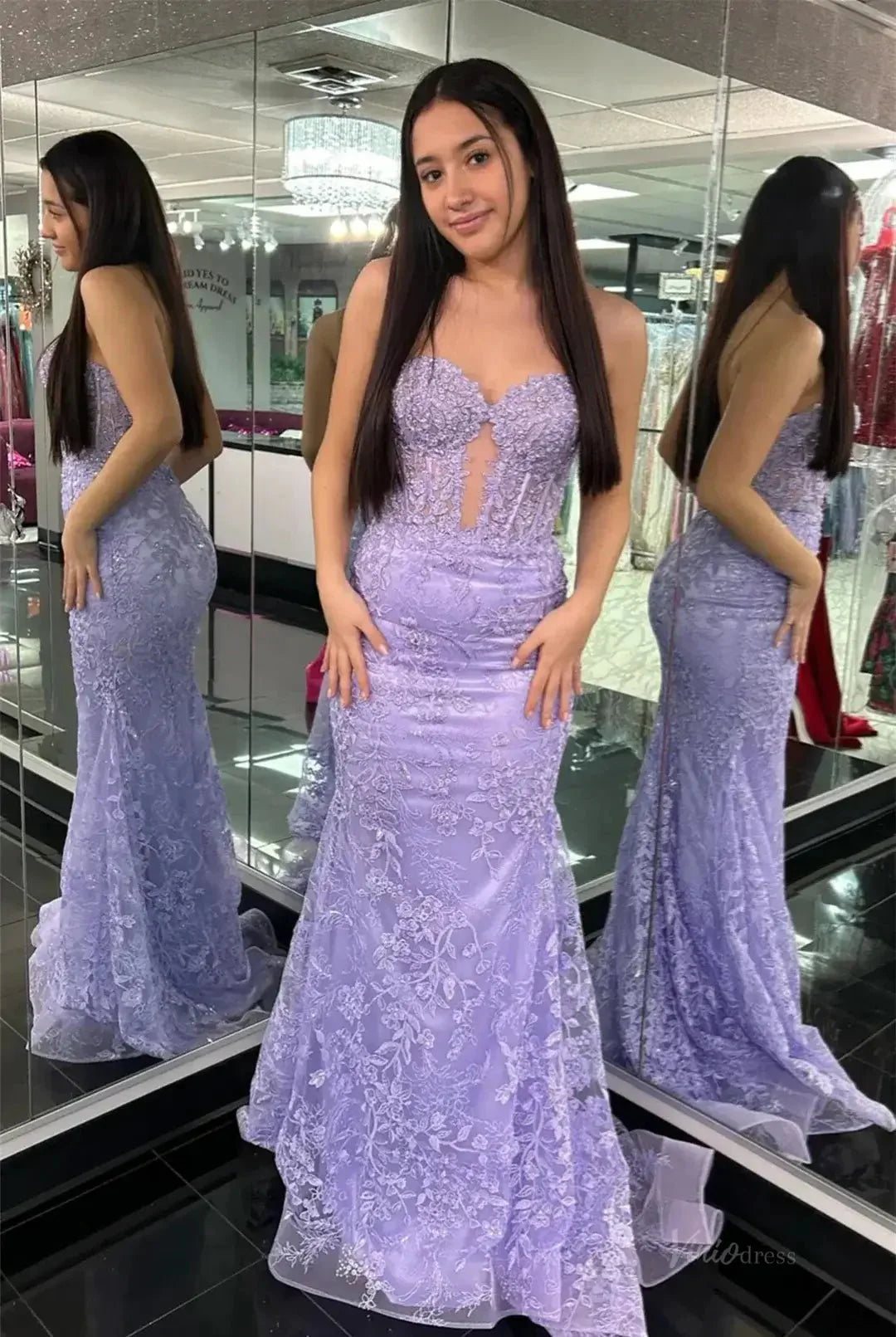 Strapless Lace Mermaid Prom Dress 2025 with Sweetheart Neck – FD5018