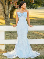 Strapless Lace Mermaid Prom Dresses 2025 with Bow – FD5059