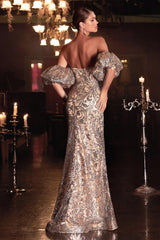 Cinderella Divine J820 Strapless Long Embellished Sexy Prom Dress