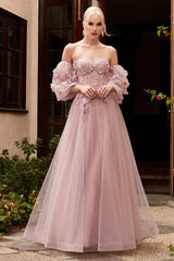 Cinderella Divine CD962 Strapless Long Prom A Line Gown