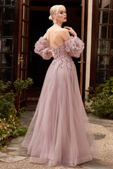 Cinderella Divine CD962 Strapless Long Prom A Line Gown