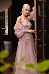 Cinderella Divine CD962 Strapless Long Prom A Line Gown