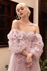 Cinderella Divine CD962 Strapless Long Prom A Line Gown