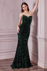 Cinderella Divine CH151 Mermaid Long Sequins Prom Dress