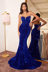 Cinderella Divine CH151 Mermaid Long Sequins Prom Dress