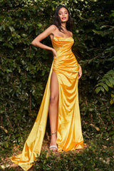 Cinderella Divine CDS411 Strapless Long Sexy Prom Satin Dress