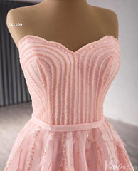 Strapless Pink Prom Dresses Beaded Evening Gowns Corset Back 241109