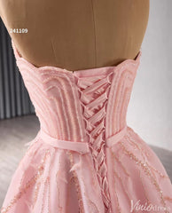 Strapless Pink Prom Dresses Beaded Evening Gowns Corset Back 241109