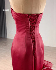 Strapless Red Mermaid Ruffle Wedding Dresses Pageant Prom Gown 241103