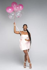 Strapless Ruched Satin SHort Party Dress Backless Jacquard Homecoming Dress with Bow