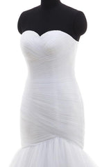 Strapless Ruffle Tulle Mermaid Wedding Dress