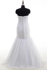 Strapless Ruffle Tulle Mermaid Wedding Dress