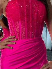 Strapless Satin Mermaid Prom Dress 2025 with Slit & Beaded Boned Bodice  – FD5031