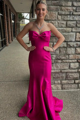 Strapless Satin Mermaid Prom Dresses 2025 with Bow – FD5058