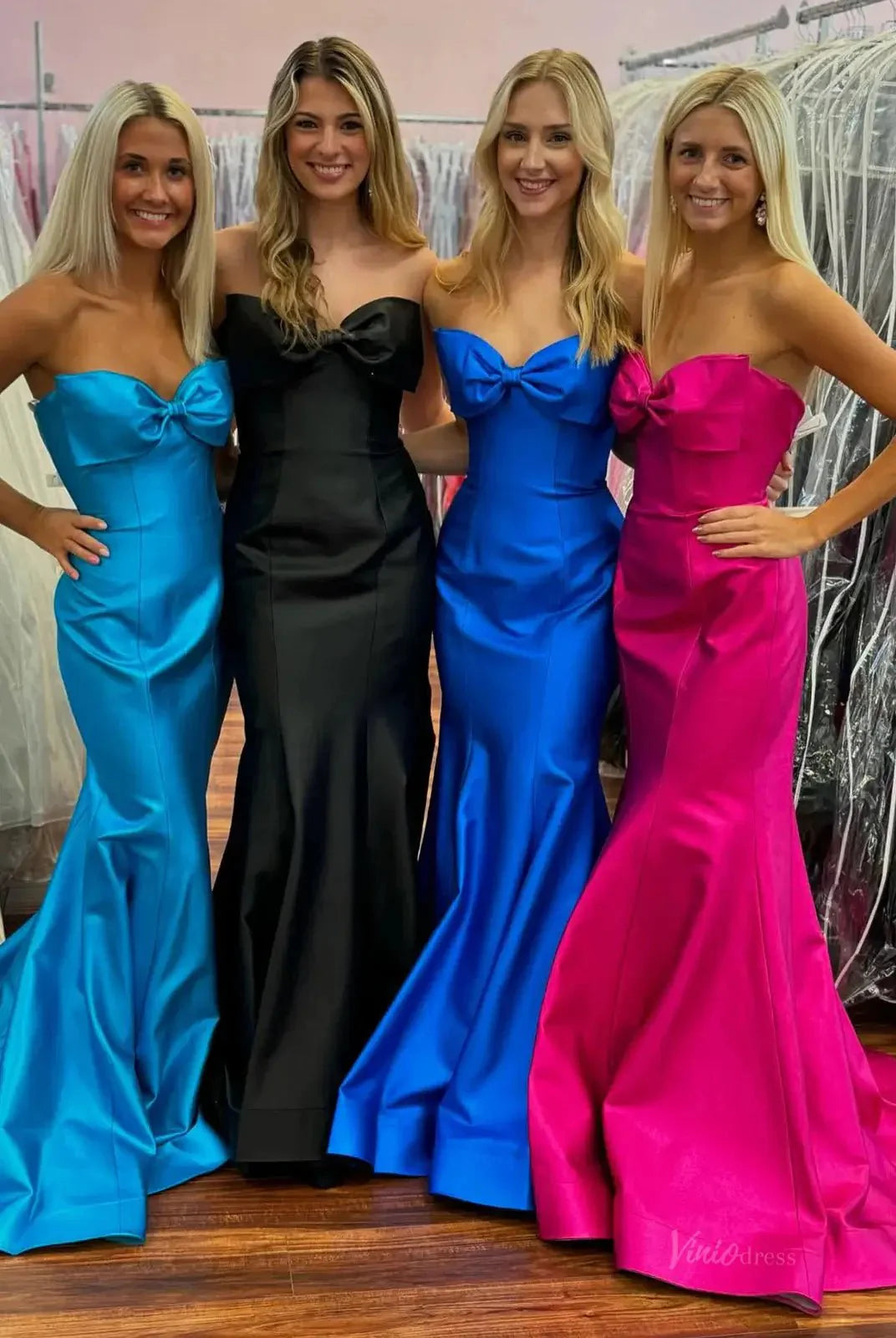 Strapless Satin Mermaid Prom Dresses 2025 with Bow – FD5058