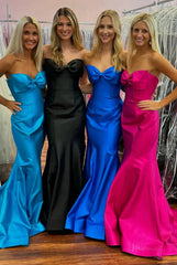 Strapless Satin Mermaid Prom Dresses 2025 with Bow – FD5058
